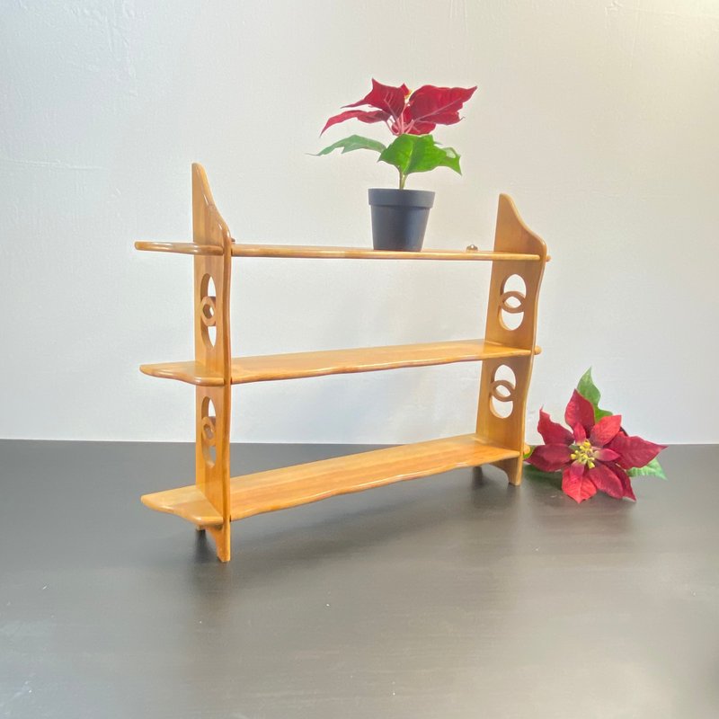 Wooden Wall Hanging Shelf, 3 Tiers, Bookcase Rack, Brown Color, Handmade Shelf - ตกแต่งผนัง - ไม้ สีนำ้ตาล