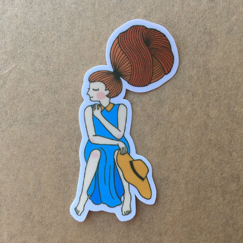 Hive Girl Series Small Waterproof Sticker SS0050 - สติกเกอร์ - กระดาษ สีน้ำเงิน