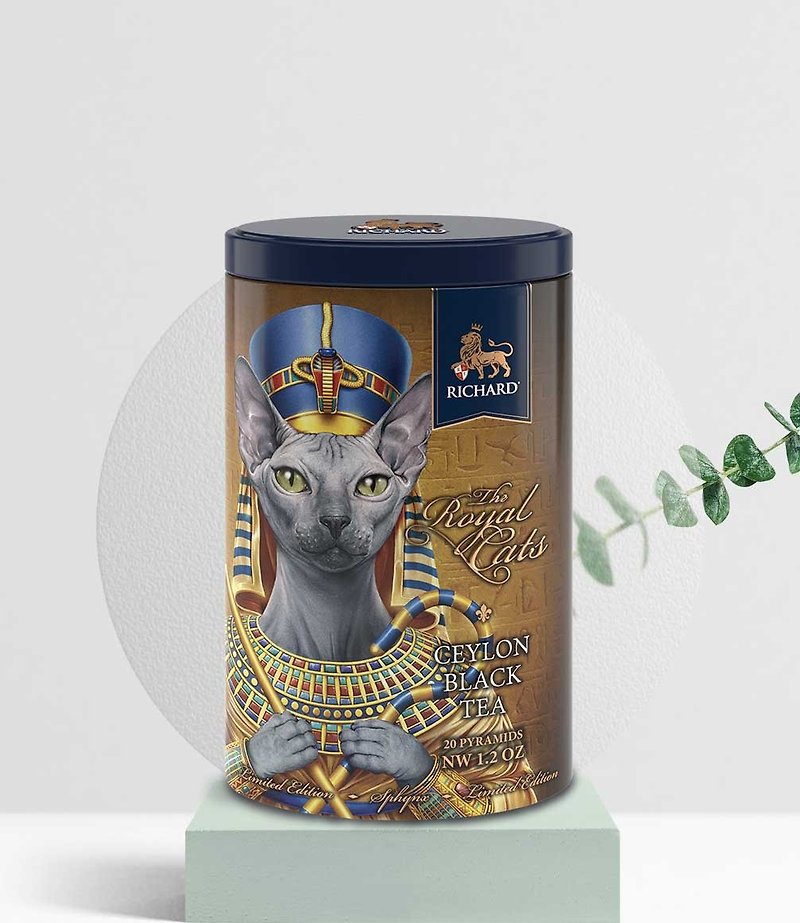 Royal Sphinx Cat Black Tea Classic Tin Can Limited Collection Special Souvenir Exchange Holiday Gift - Tea - Other Metals Gold