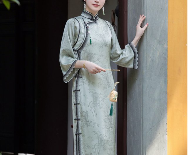 Moyun Jiangnan New Chinese Retro Lace Trimmed Vest/Cheongsam