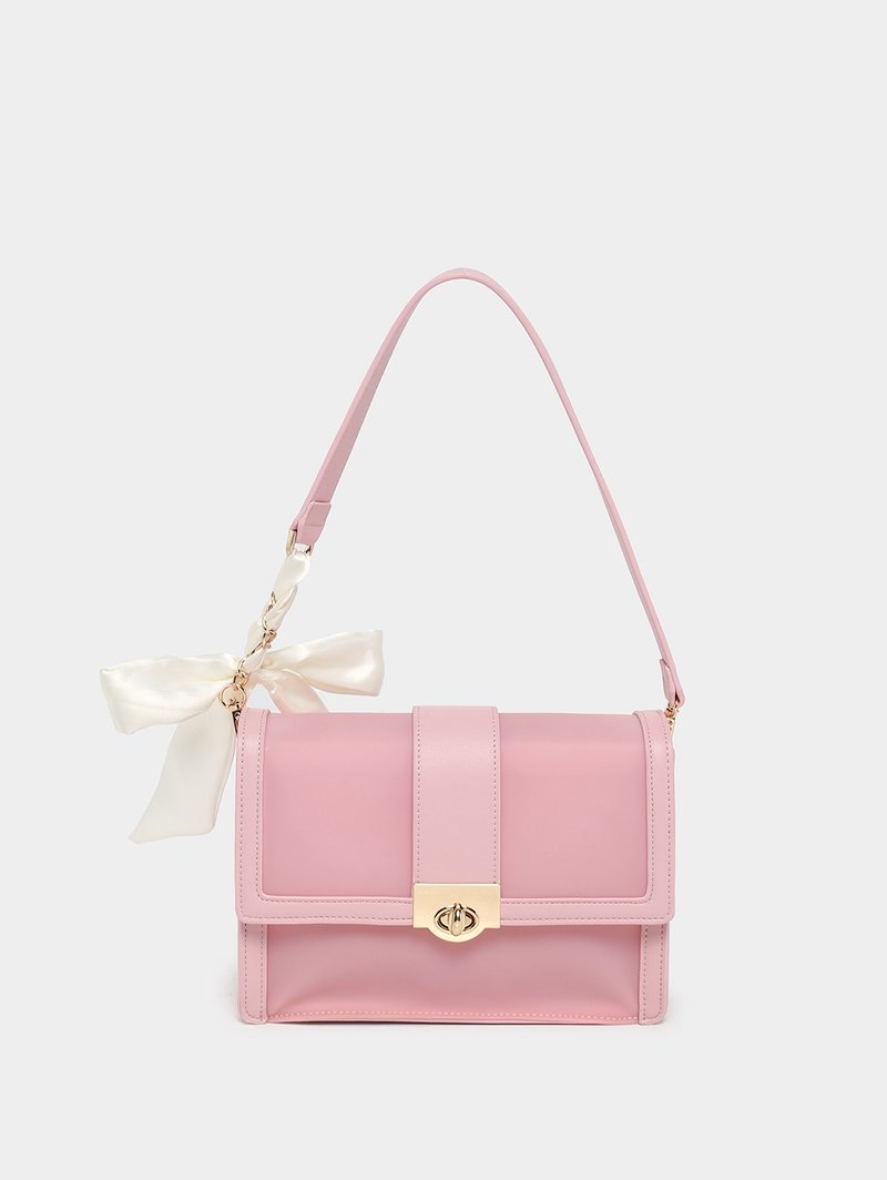 Ribbon bow side bag - Messenger Bags & Sling Bags - Other Materials Pink