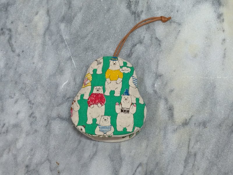 Bear Holiday (Green) Pear Shape Key Case【K190701】 - Keychains - Cotton & Hemp Multicolor