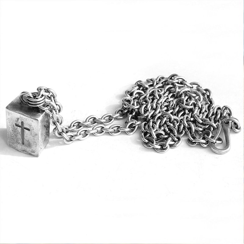 Pure Silver cross necklace full of original handmade Silver jewelry Christ can be customized - Necklaces - Sterling Silver Silver