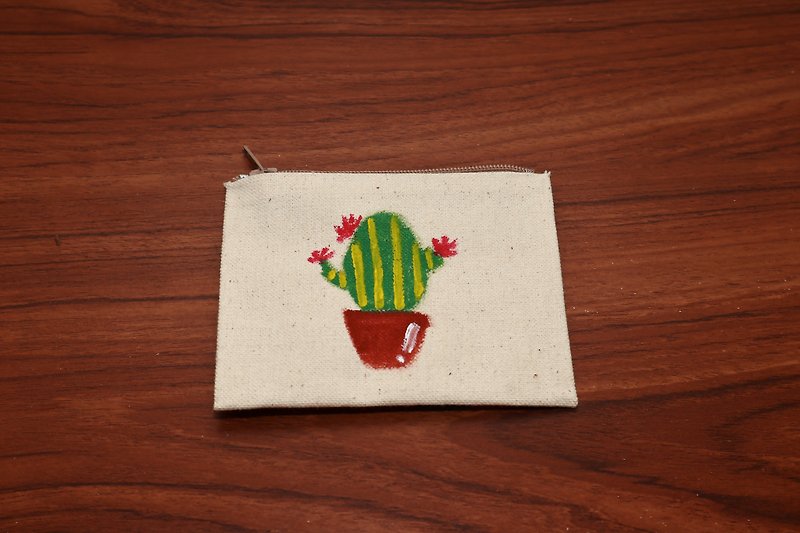 (DUO & Lele joint limited edition products) Fresh small potted plants # 2 Coin purse (limited edition) - Coin Purses - Cotton & Hemp White