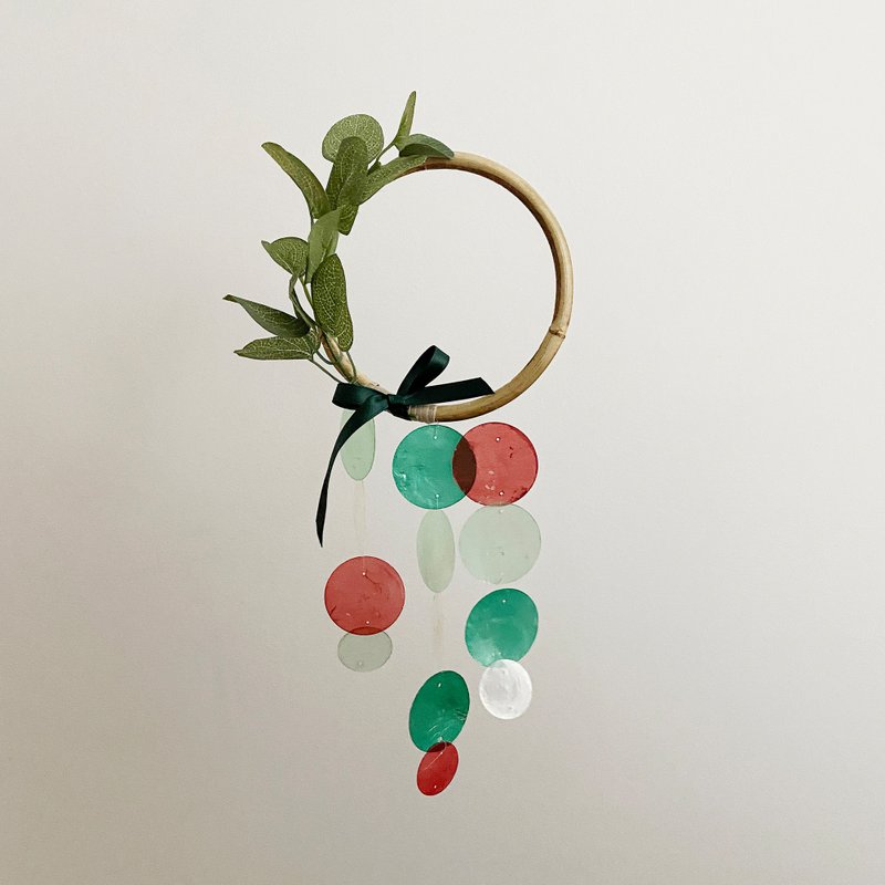 DIY-KIT |Argentina Florist-Apple Mint Wreath(L)| Shell Wind Chime Mobile| #0-563 - 其他 - 貝殼 紅色