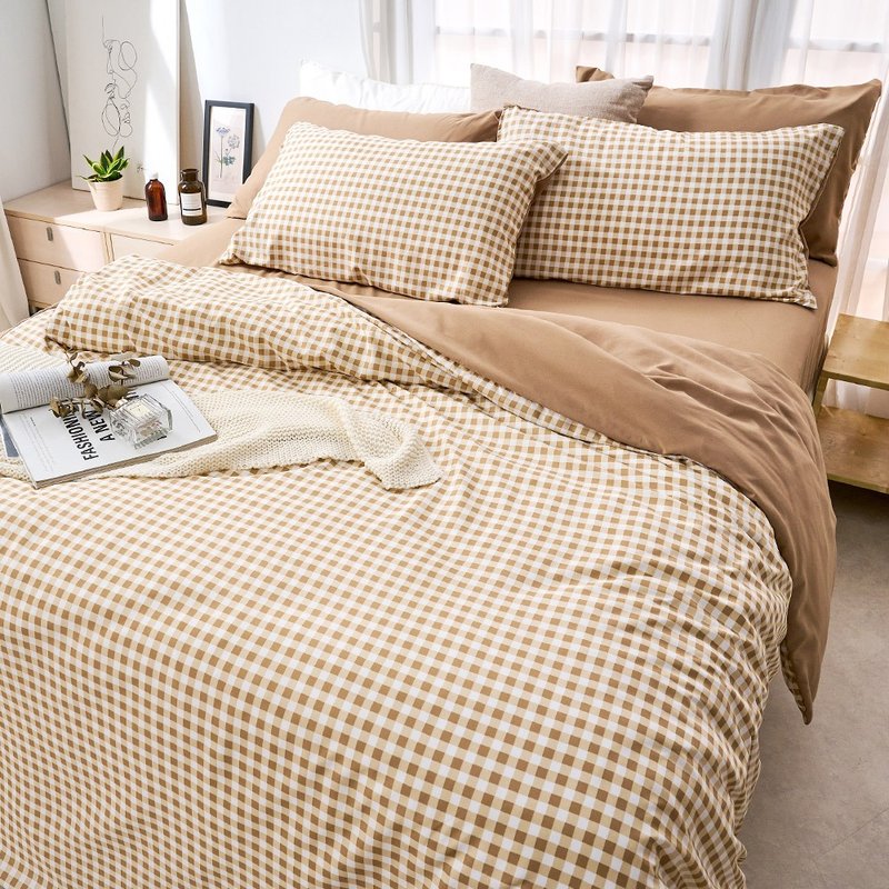 Bed quilt set-single/double/large/soft cotton/caramel milk tea made in Taiwan - เครื่องนอน - วัสดุอื่นๆ สีกากี