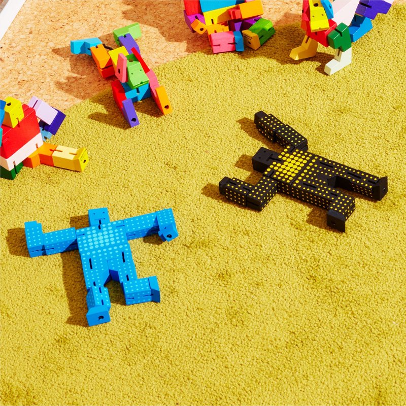 Cubebot 酷比人【限定點點款】木製變形積木機器人 益智設計玩具 - 公仔/玩偶 - 木頭 