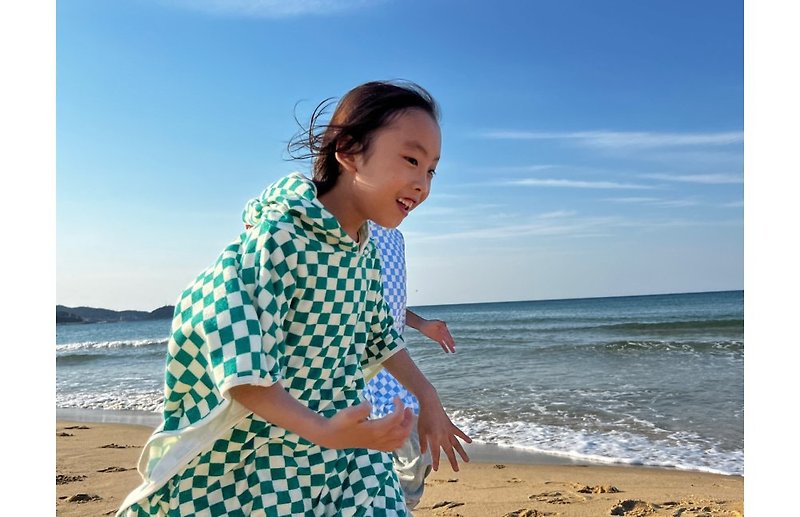 韓國 H.ey Kids沙灘連帽衣 綠色 - 嬰兒/兒童泳衣 - 棉．麻 綠色