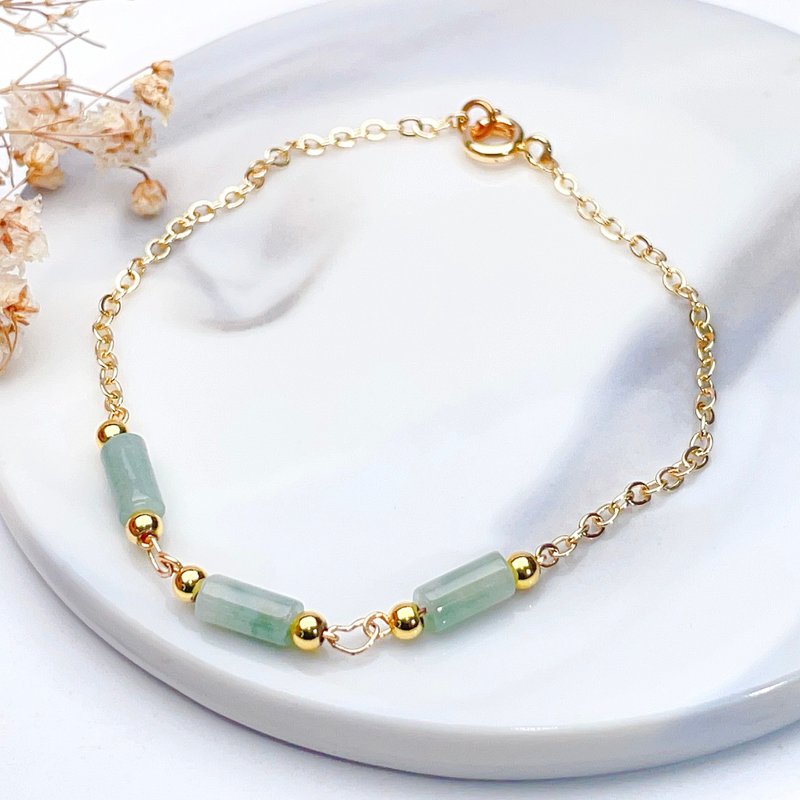 Floating Flower Jadeite Passepartout Bracelet 14K Gold Filled | Natural Burmese Grade A Jade | Gift - Bracelets - Jade Green