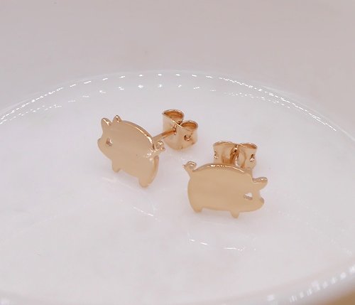 CASO JEWELRY Little Pig Earring - Pink gold plated on brass ,Little Me by CASO jewelry