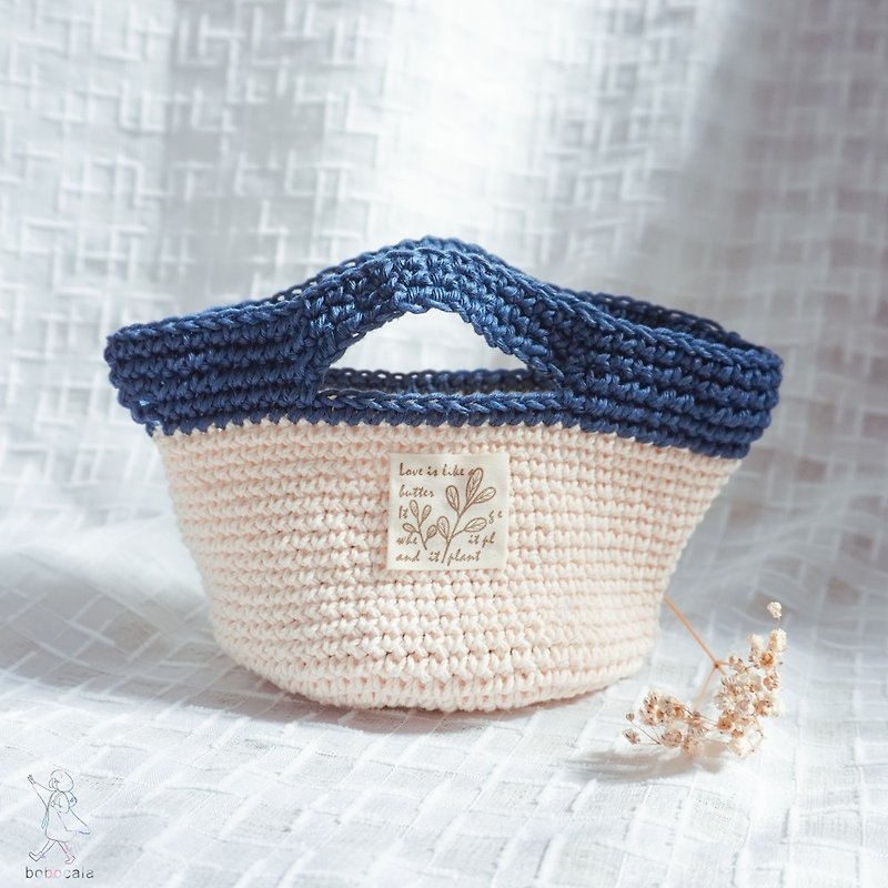 [Handmade knitting] Linen and linen handbags, mobile phone bags, dumpling bags, small waste bags, crochet bags - Handbags & Totes - Cotton & Hemp Multicolor