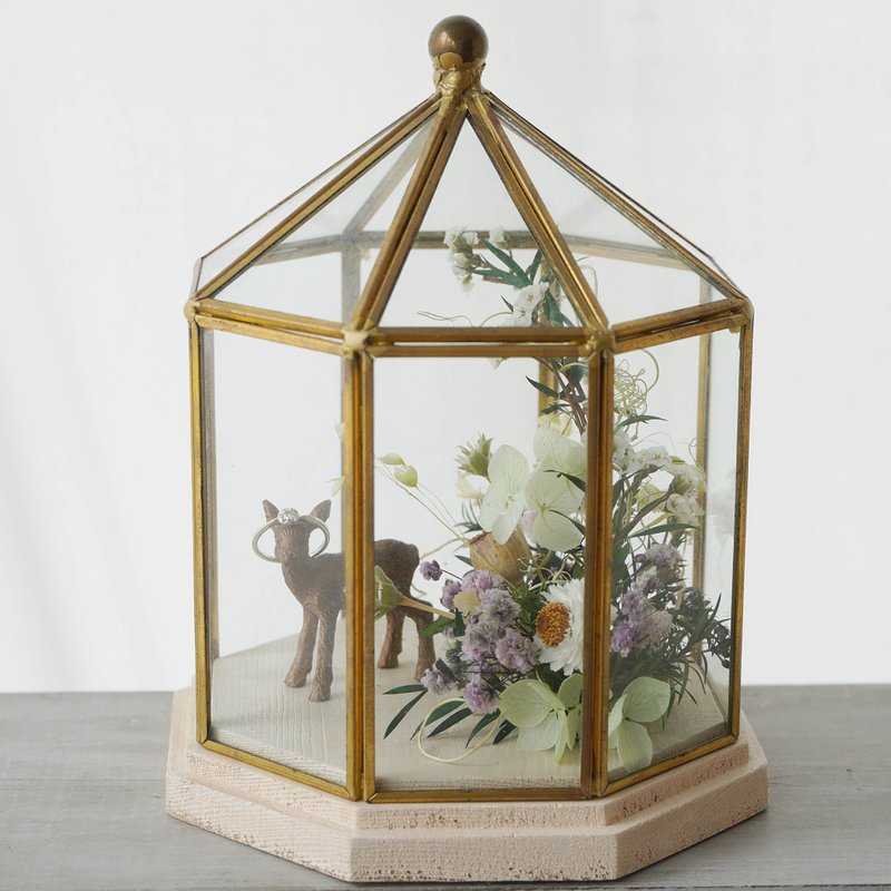 【Glass Series】Fantasy Forest Ornament Ring Terrace Flower Room - ช่อดอกไม้แห้ง - พืช/ดอกไม้ 