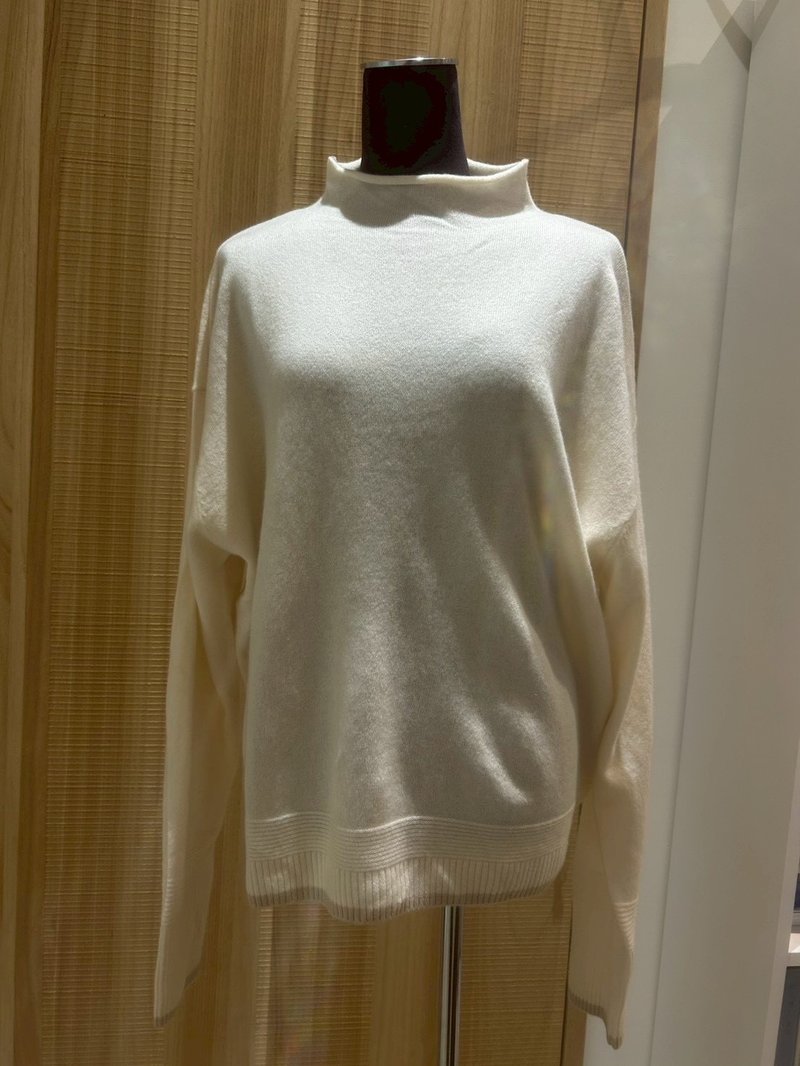 捲領細節毛衣 - 女毛衣/針織衫 - 羊毛 白色
