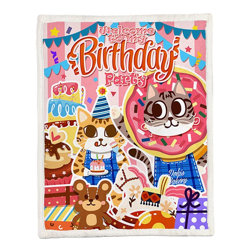 冷氣毯-生日趴踢喵120x150cm和150x200cm (兩種尺寸) - 棉被/毛毯 - 其他人造纖維 