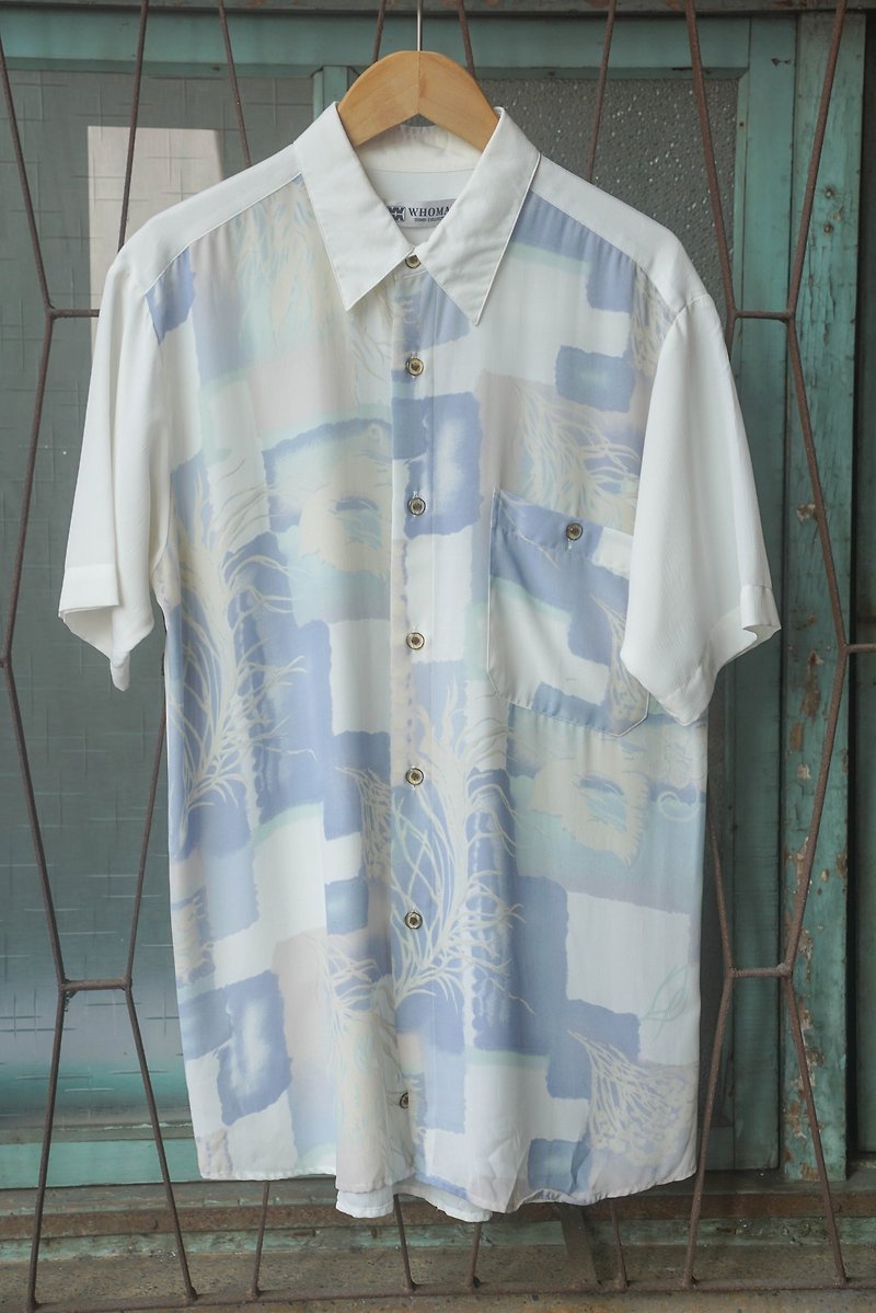 Innocence Department Store Vintage vintage shirt men's shirt summer ocean shirt - เสื้อเชิ้ตผู้ชาย - เส้นใยสังเคราะห์ สีน้ำเงิน