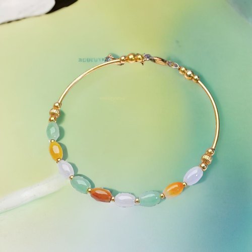 瓔珞珠寶盒 E.L.Jewelry Box 冰種多彩翡翠路路通手鍊 | 天然緬甸玉翡翠A貨 | 送禮