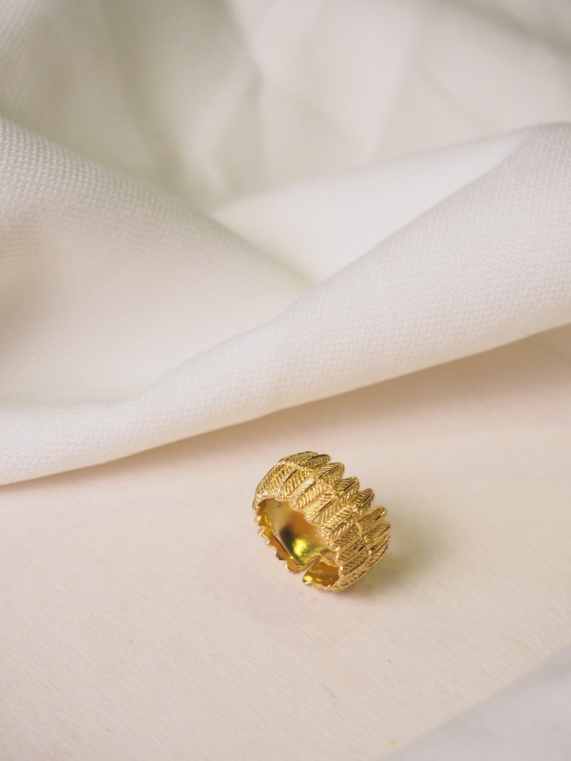 フクロウの羽根リング、スターリングシルバー、シルバーリング、ゴールドリング、羽根リング。 - リング・指輪 - スターリングシルバー ゴールド