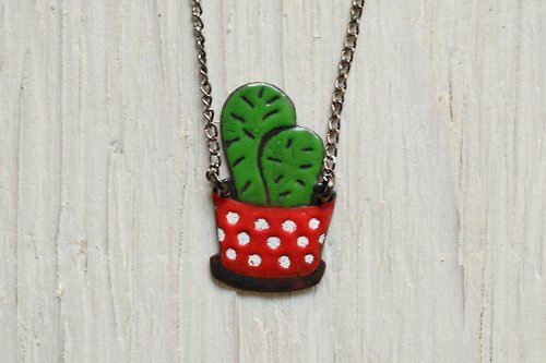 Miska Cactus Necklace, Enamel Necklace, Cacti, Plant Lover Gift, Succulent Necklace