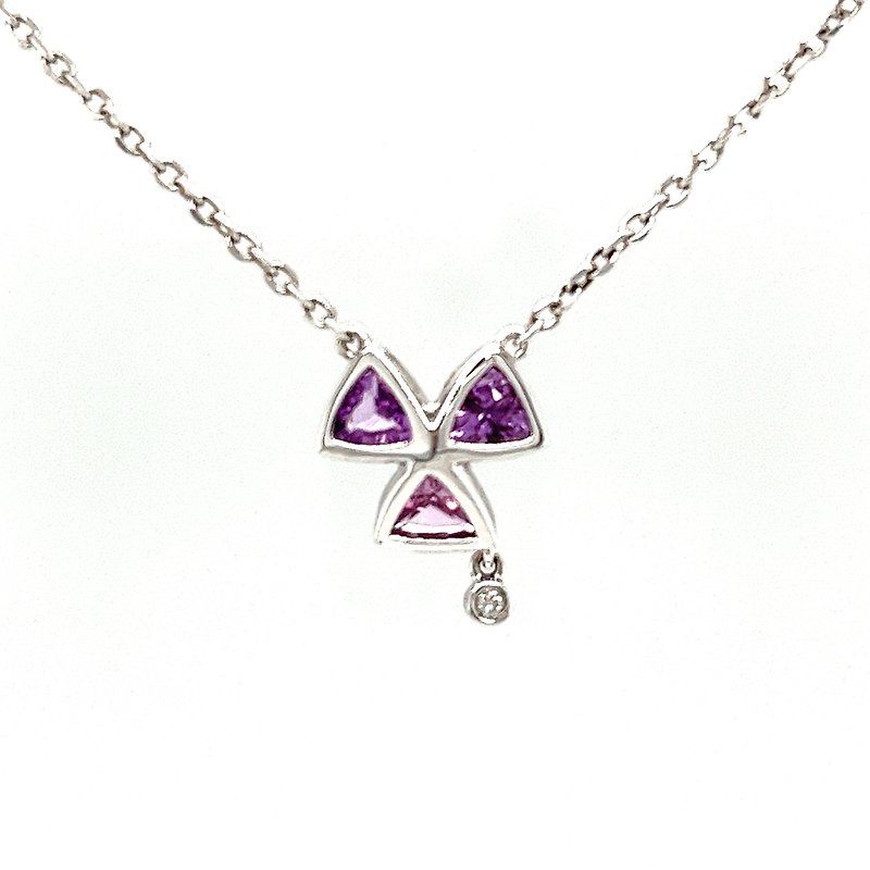 Elegant Unheated Pink Sapphire Diamond Kite Necklace - Necklaces - Semi-Precious Stones Pink