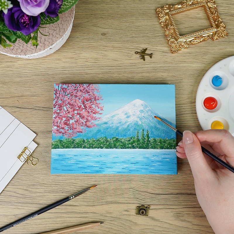 [Acrylic painting] DIY material package video teaching beginners can Japan Mount Fuji