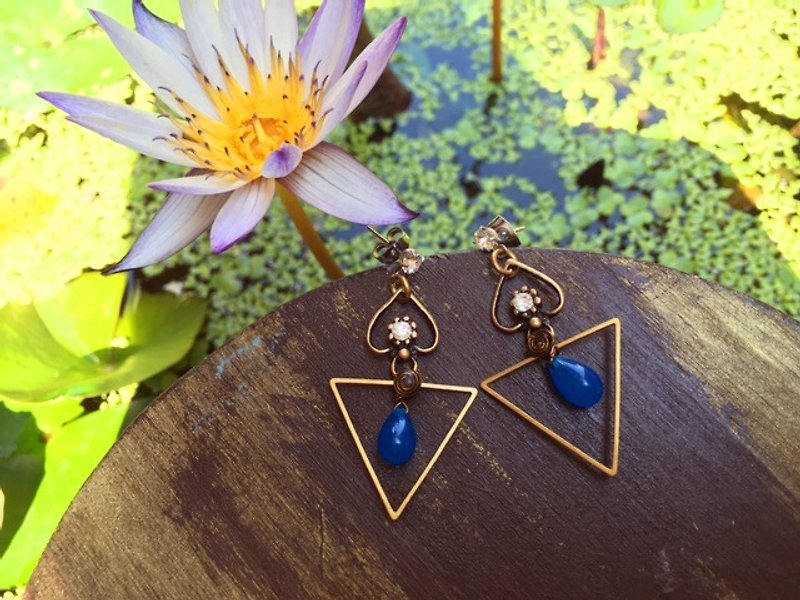 "DODOWU jewelry hand-made light" [Geometry Geometry series ※ anti-allergy titanium steel ear acupuncture can be used as clip-on] - Earrings & Clip-ons - Paper Blue