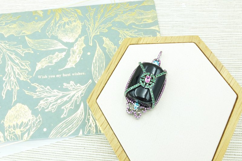 Black Tourmaline Elegant Pendant - สร้อยคอ - เครื่องประดับพลอย สีดำ