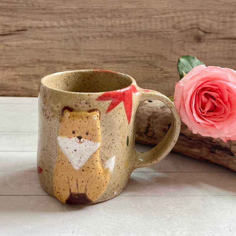 A Lu Little Fox Pottery Cup/Gift Handmade Hand-painted American Imported Clay Original Only One Piece - Cups - Pottery Multicolor