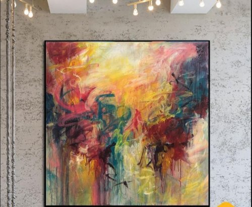 抽象画 油絵 抽象画 現代アート「彩-13」 油彩の抽象画 F6号 木製フレーム