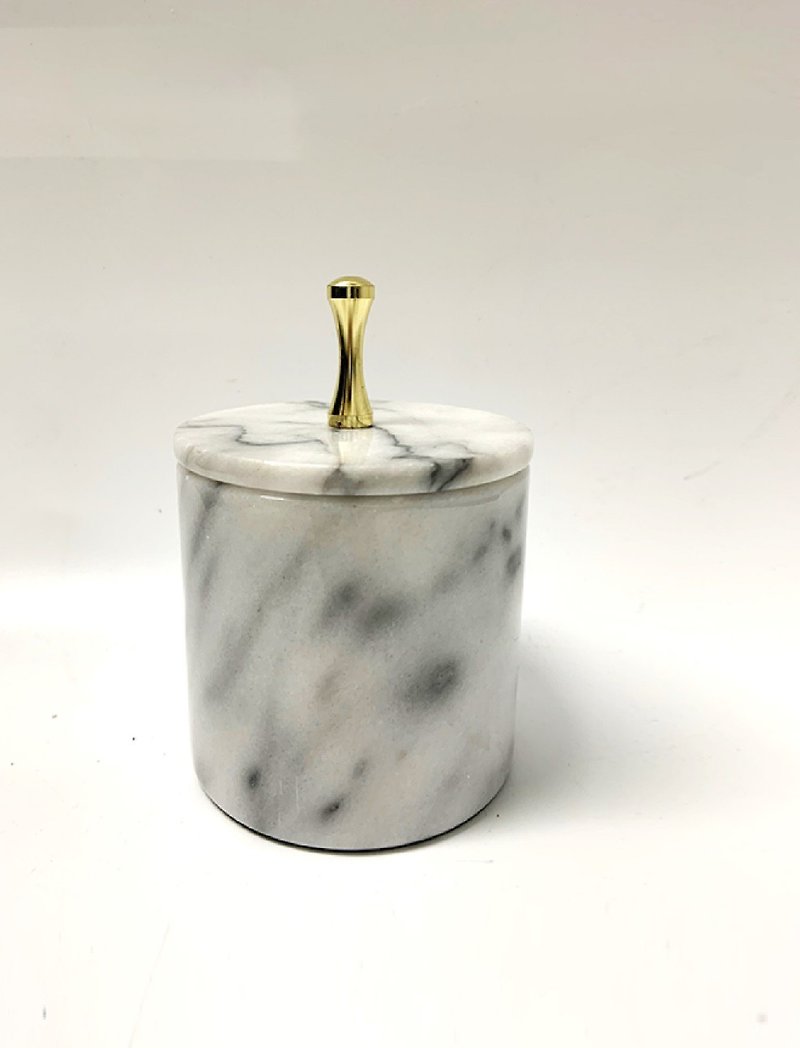 Marble Cotton Cotton/Cotton Swab Jar; Multifunctional Storage Jar - Storage - Stone White