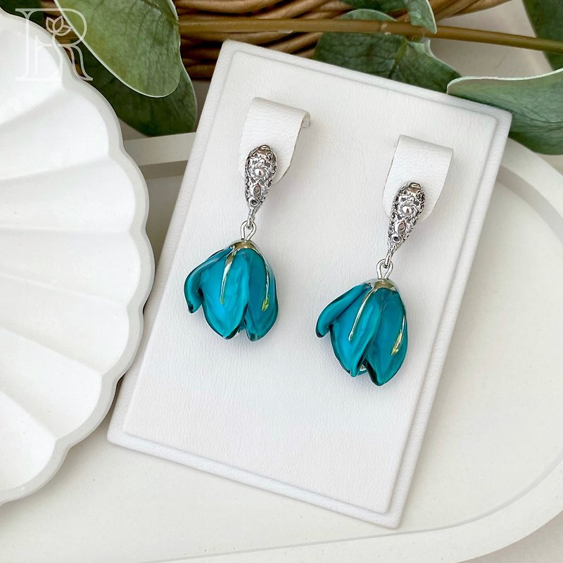 Drop Boho Royal Blue Earrings Jewelry / Light Blue Art Deco Bridal Earrings - Earrings & Clip-ons - Sterling Silver Blue
