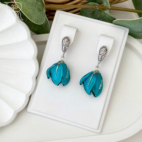 LEFIREL' Drop Boho Royal Blue Earrings Jewelry / Light Blue Art Deco Bridal Earrings