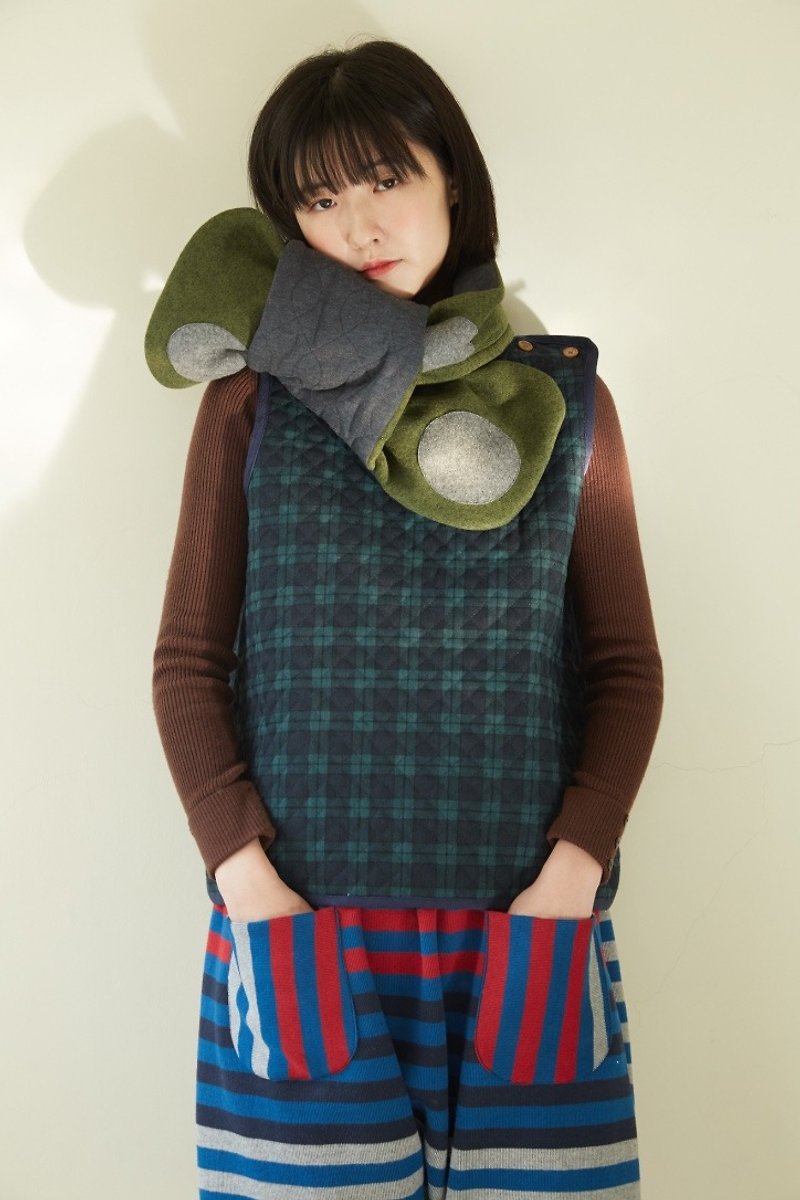 Special section green little double sided use bowknot scarf - อื่นๆ - ผ้าฝ้าย/ผ้าลินิน สีเขียว