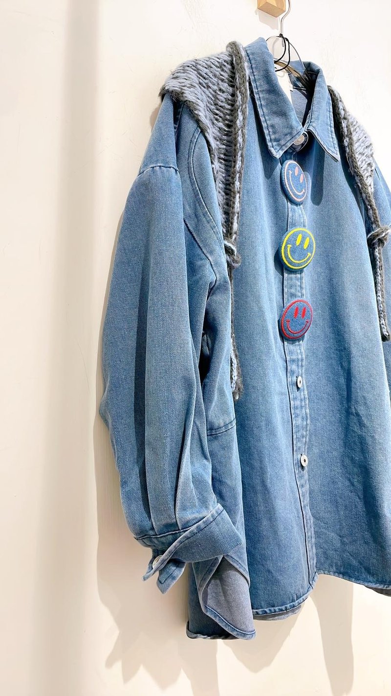 2025fw哈哈笑鈕 牛仔衫 - 女上衣/長袖上衣 - 其他材質 