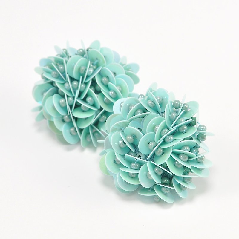 statement flower earrings, light blue earrings, Hong Kong flower earrings, No.3 - Earrings & Clip-ons - Plastic Blue