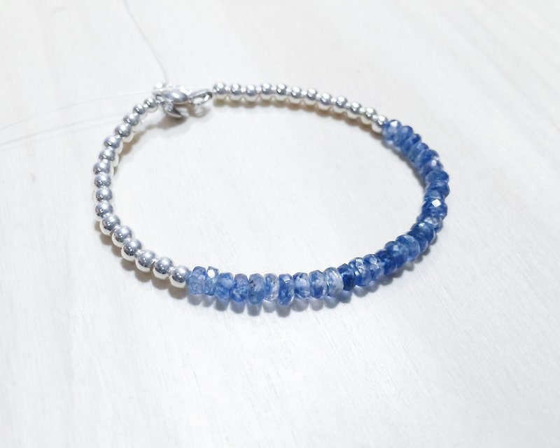 MH Sterling Silver Natural Stone Custom Series_Kyanite_Night Drive_Limited - Bracelets - Gemstone Blue