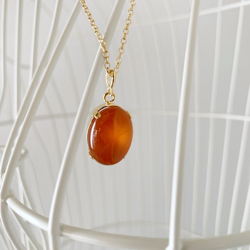 大粒オーバル・カーネリアン・ネックレス - 項鍊 - 半寶石 橘色
