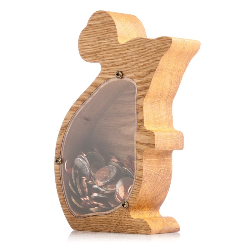 Wood piggy bank for boys girls adult RAT Montessori toy Wooden coin banks mouse - 存錢筒 - 木頭 