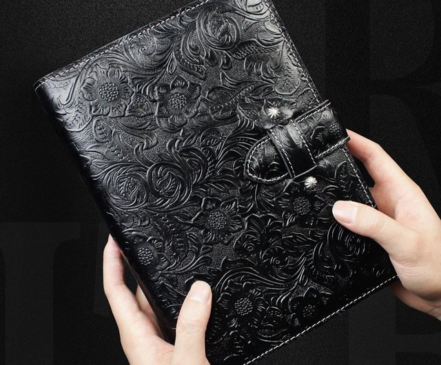 A5 レザー ルーズリーフ ノート ハンドブック レトロ 刻印 牛革 メモ帳