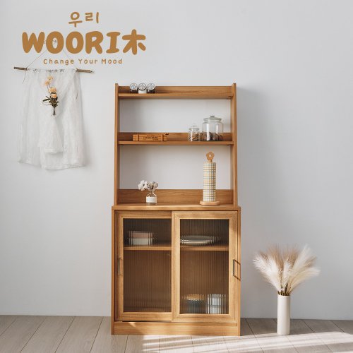 PEACHYLIFE WOORI木 韓系復古玻璃多功能展示收納櫃