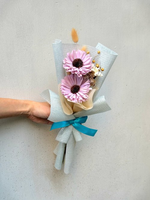 Oh My Flower 生活花藝 清新紫色太陽花 小花束 乾燥花束 永生花 畢業花束