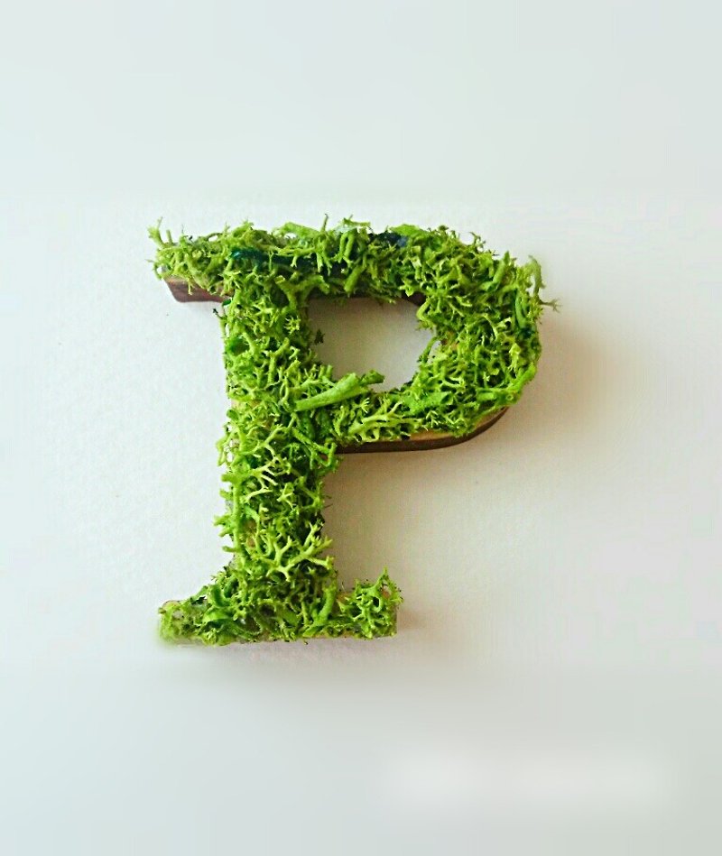 木製アルファベットオブジェ(モス)5cm/P×1点 - 裝飾/擺設  - 木頭 綠色