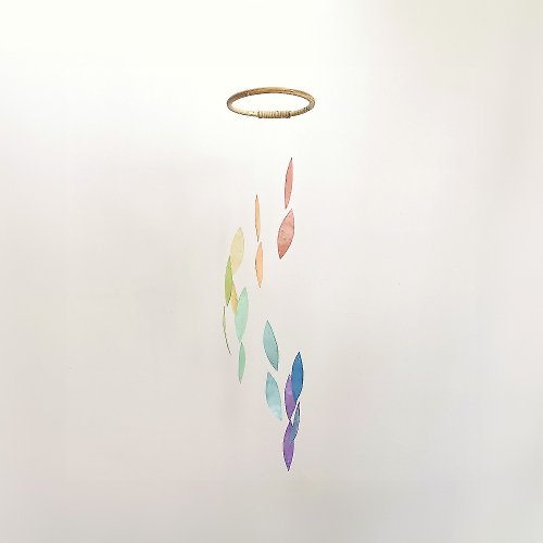 HO’ USE DIY-KIT | NY Willow Xyl-Rainbow-Big leaves | Shell Wind Chime Mobile| #0-661