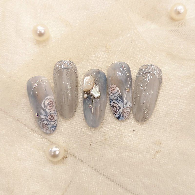 [Fog Blue Rose] Nail Art Patches/Wearing Armor - Other - Resin 