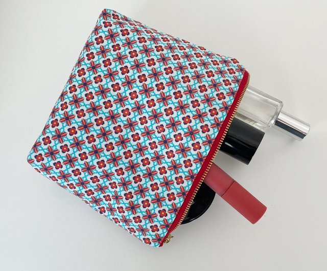 Checkered Pattern Zipper Makeup Bag, Travel Cosmetic Bag, Makeup