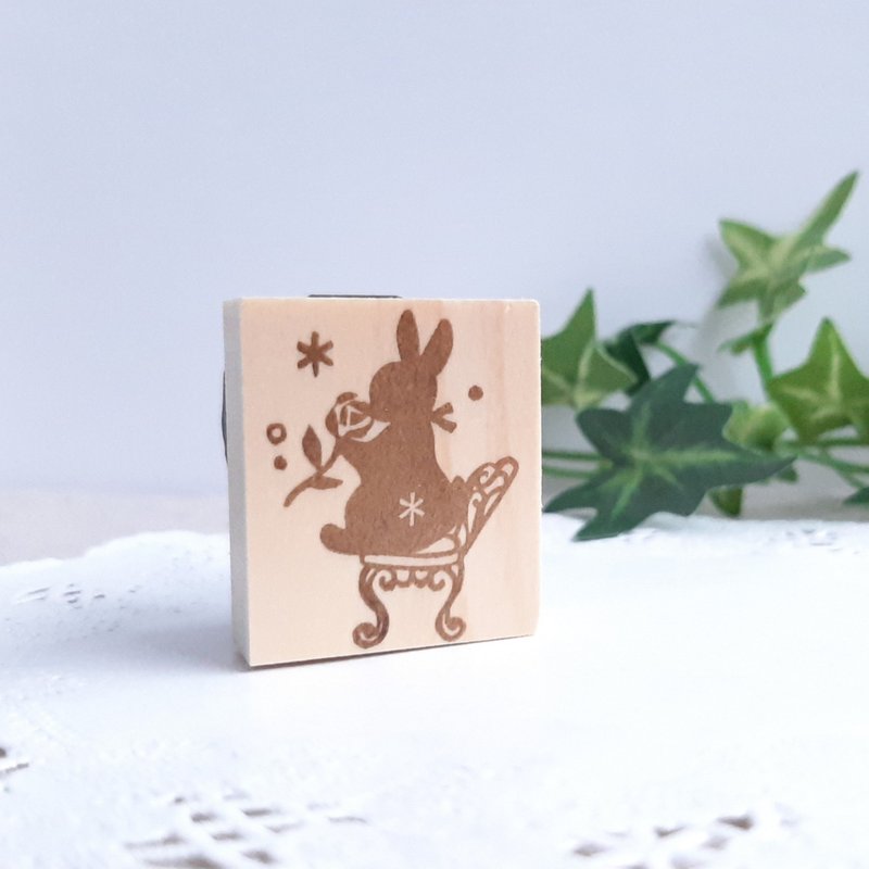 Bunny stamp with a rose - ตราปั๊ม/สแตมป์/หมึก - ยาง สีใส