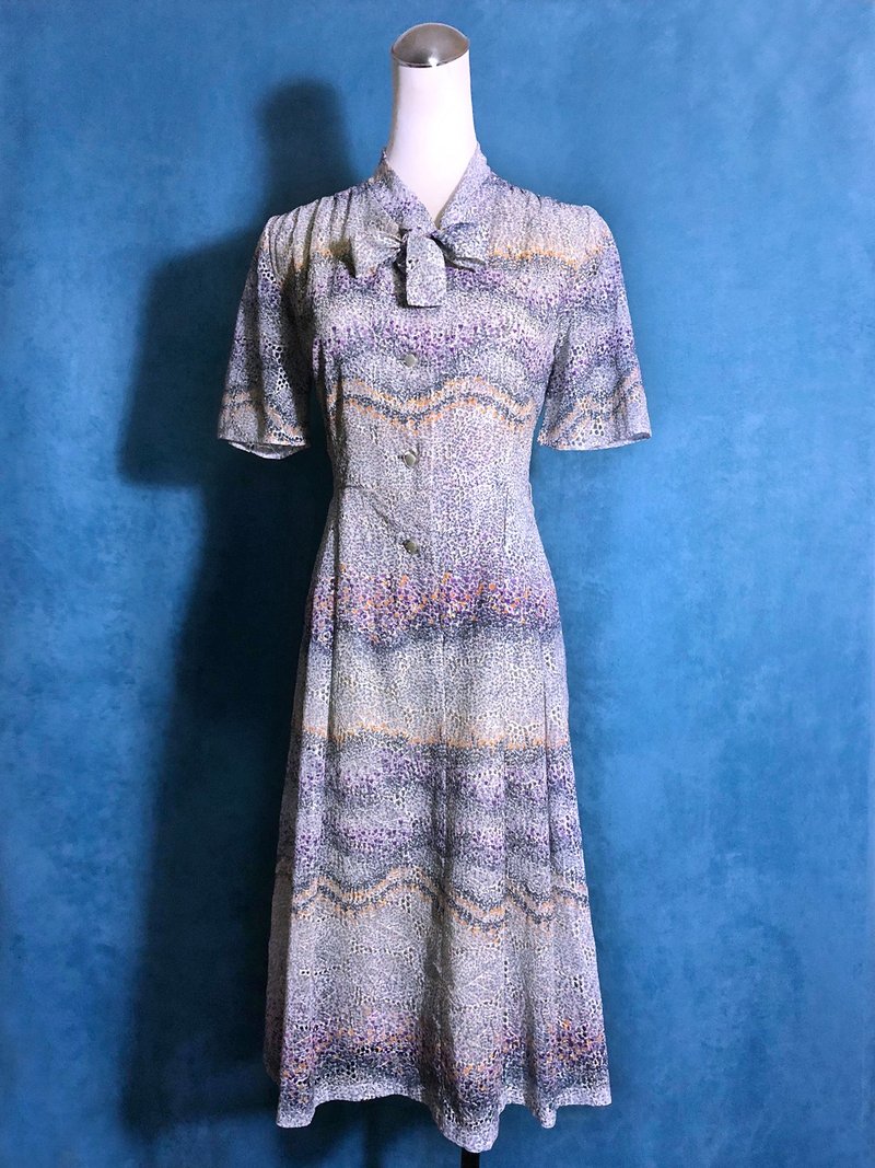 浪漫刺繡領結輕古董短袖洋裝/ 國外帶回 VINTAGE - 洋裝/連身裙 - 聚酯纖維 白色