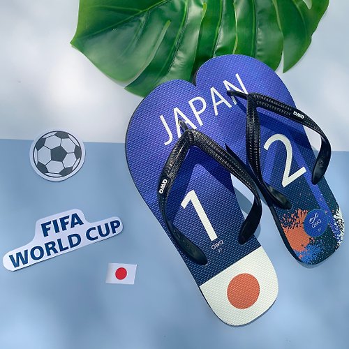 QWQ天然橡膠夾腳拖鞋 男款國家隊足球紀念夾腳拖鞋 防滑防水人字拖日本