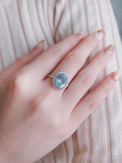 磨樣 Mode Yang 專業翡翠手鐲 海水藍寶戒指 | 海藍寶 / 925純銀 | 天然寶石戒指