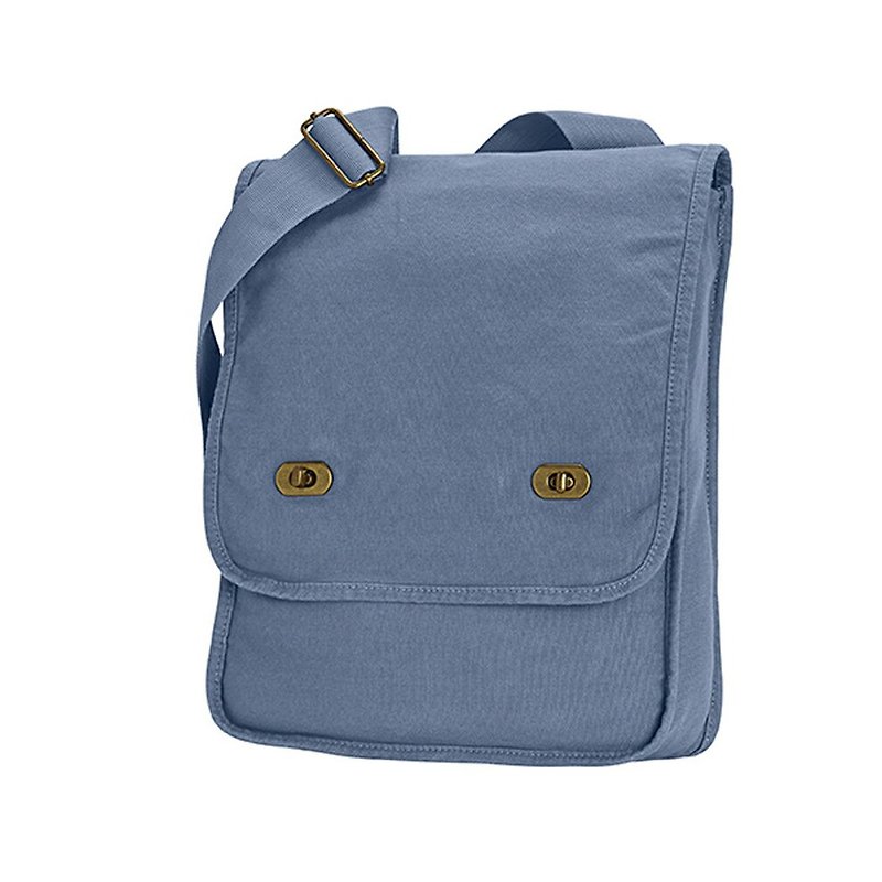 Comfort Colors│American fashion shoulder bag │ canvas bag │ side backpack │ diagonal backpack │ blue - กระเป๋าแมสเซนเจอร์ - ผ้าฝ้าย/ผ้าลินิน สีน้ำเงิน