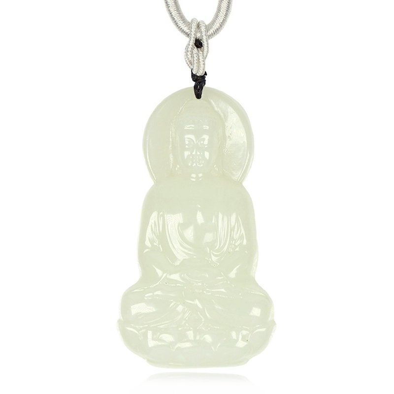 White Jade Buddha 31g Pendant - สร้อยคอ - เครื่องประดับพลอย หลากหลายสี